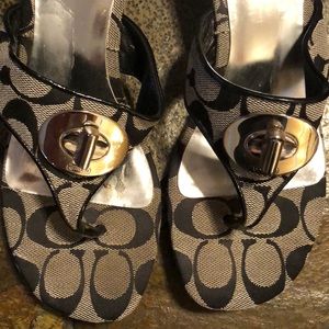 Coach Black Wedge Sandals